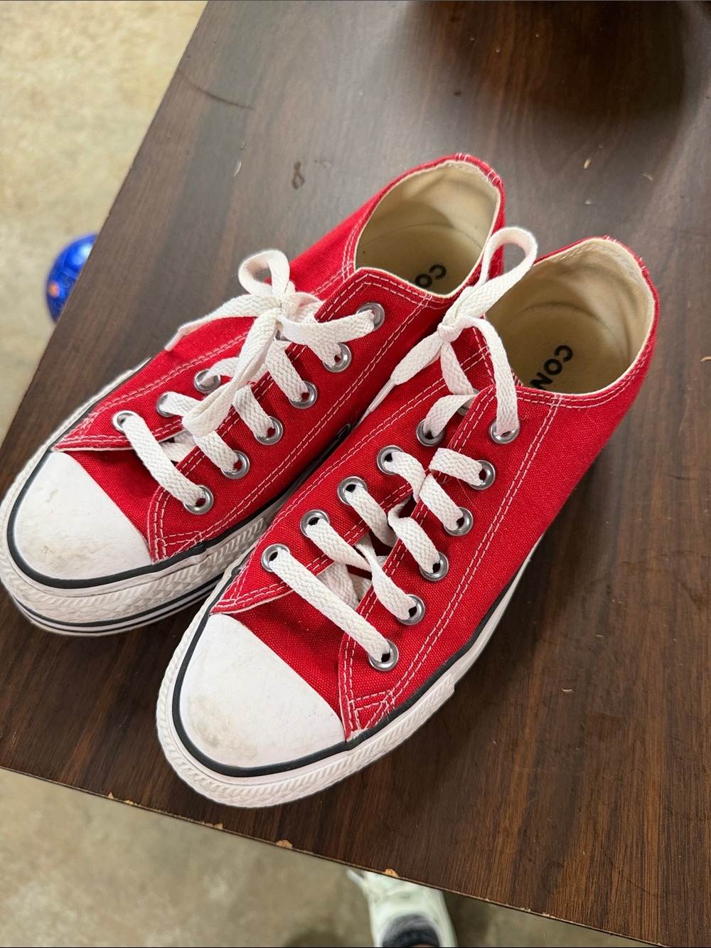 Converse Kids Low Top Canvas Sneakers - Red with White Accents